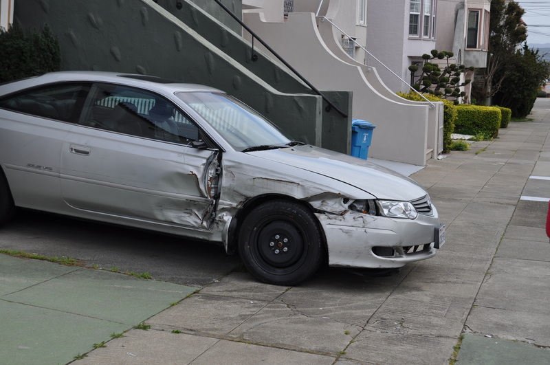 San Francisco, CA: a broken car in Outer Sunset