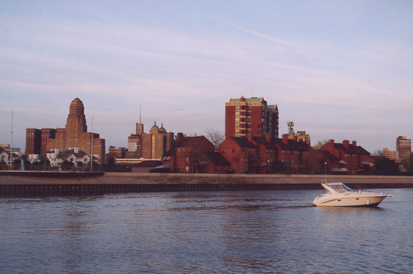 Buffalo, NY: Downtown Buffalo with Lake Erie