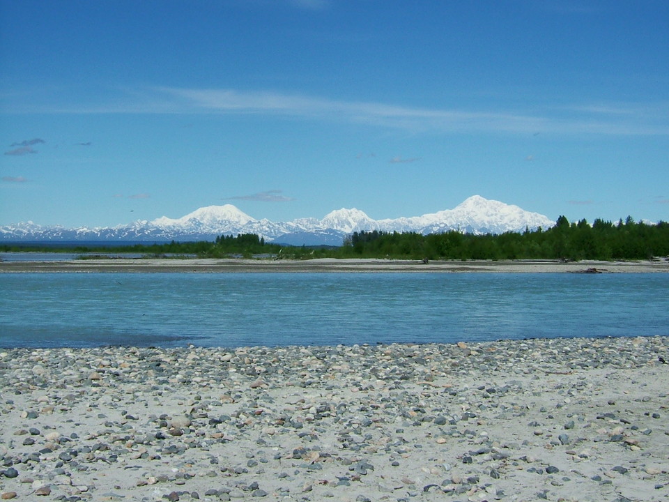 Talkeetna, AK A view of Mr McKinley from downtown Talkeetna June 2004 photo, picture, image