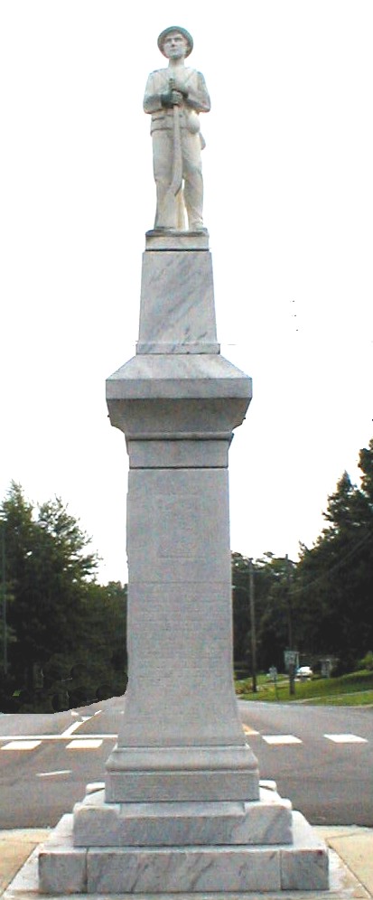 Louisville, MS: Soldiers Monument.This monument to Winston County's support of the Confederacy, the Spanish American War and World War I is found in the middle of the intersection of Main Street and Columbus Avenue in Louisville, MS.
