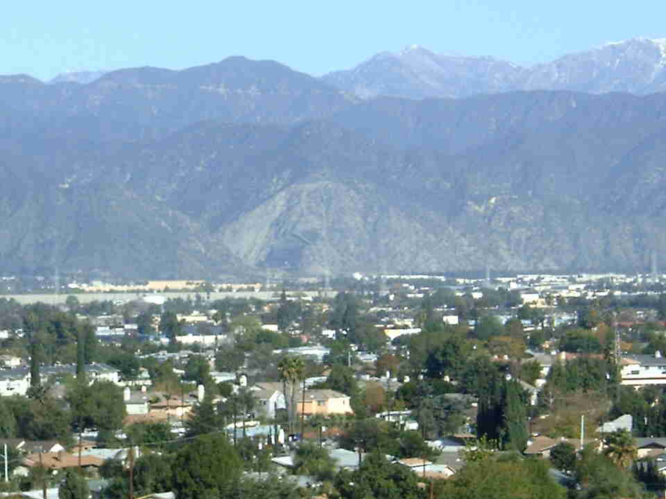 Baldwin Park, CA: looking torward Baldwin Park and Irwindale-homes-mountains