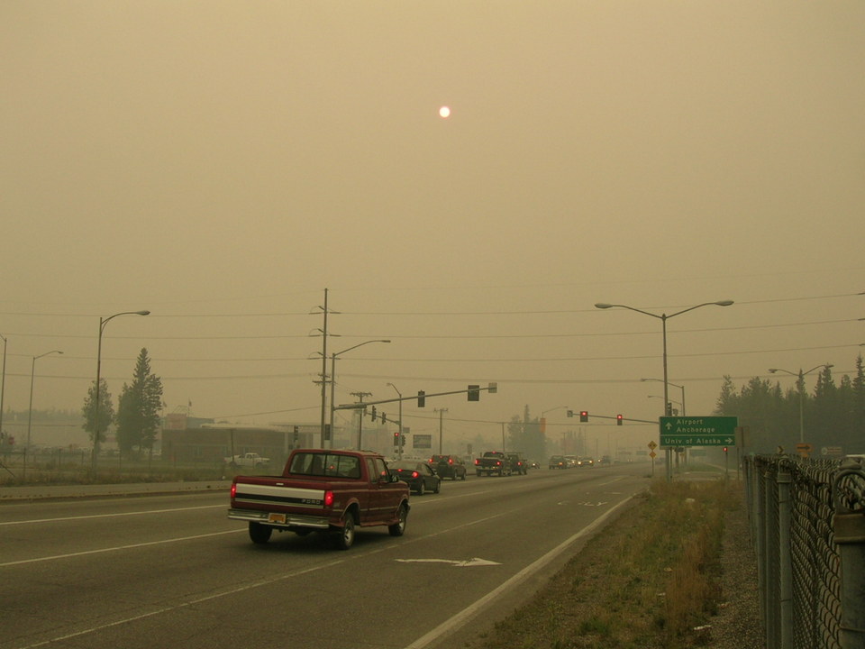 Fairbanks, AK: Airport Way, August 04, Smoke from fires