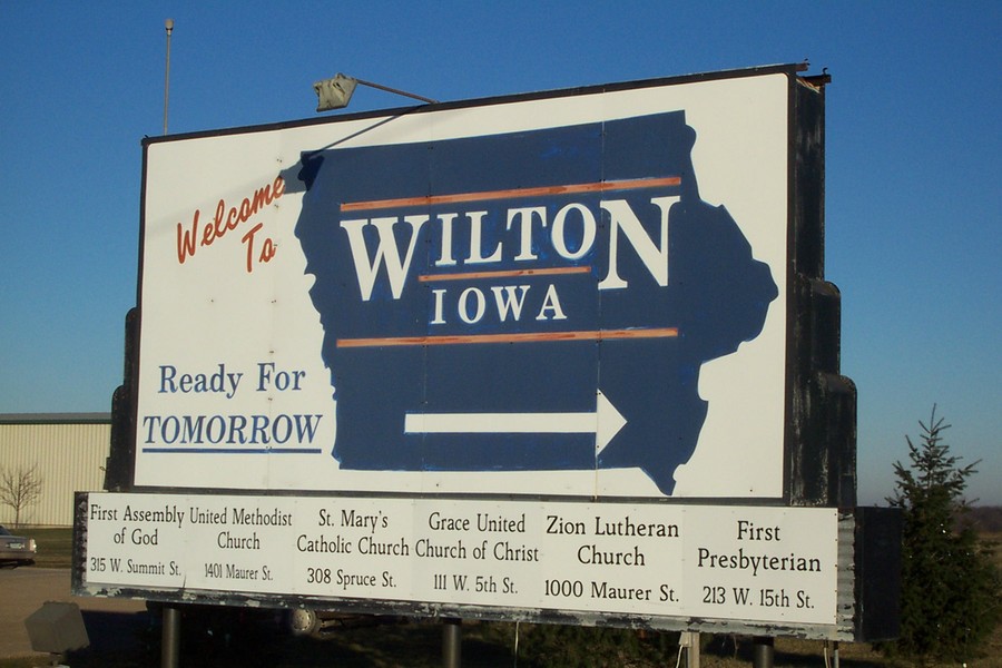 Wilton, IA Entry Sign off Highway 6 photo, picture, image (Iowa) at