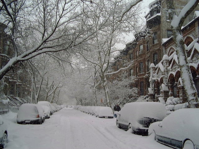 New York, NY: Brooklyn, NY in Snow - Park Slope - 7th Avenue and Berkeley Place