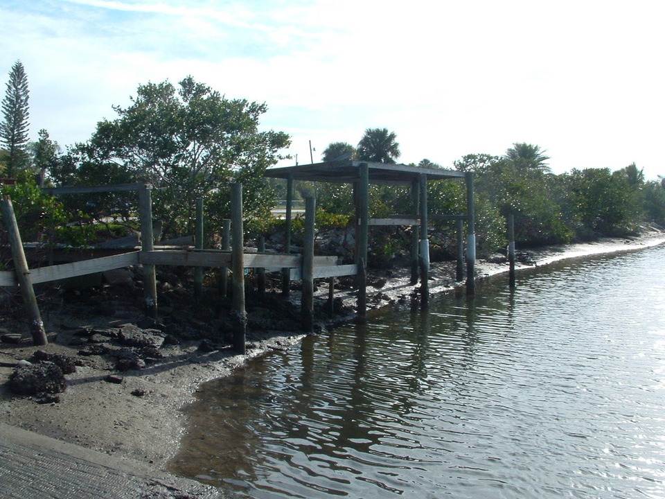 Palmetto, FL: Torn up dock in Palmetto Point addition after the storm