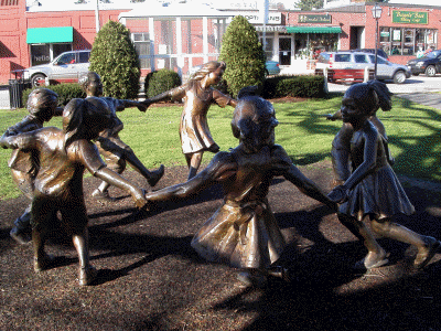 Needham, MA: Needham Town Square bronze statue