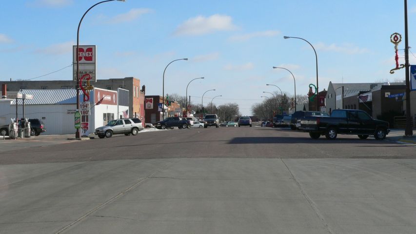 Corsica, SD: Looking east on Main Street in Corsica, SD