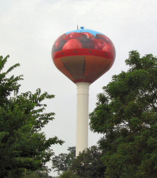 Mount Jackson, VA: Apple Basket Water Tower along I-81 in Mt. Jackson, VA
