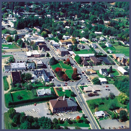 Burnsville, NC: aerial photo of town