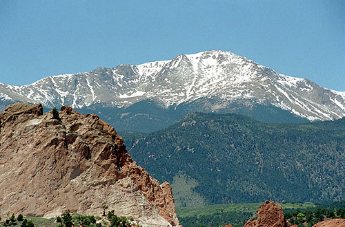 Colorado Springs, CO: Pikes Peak from Garden of the Gods