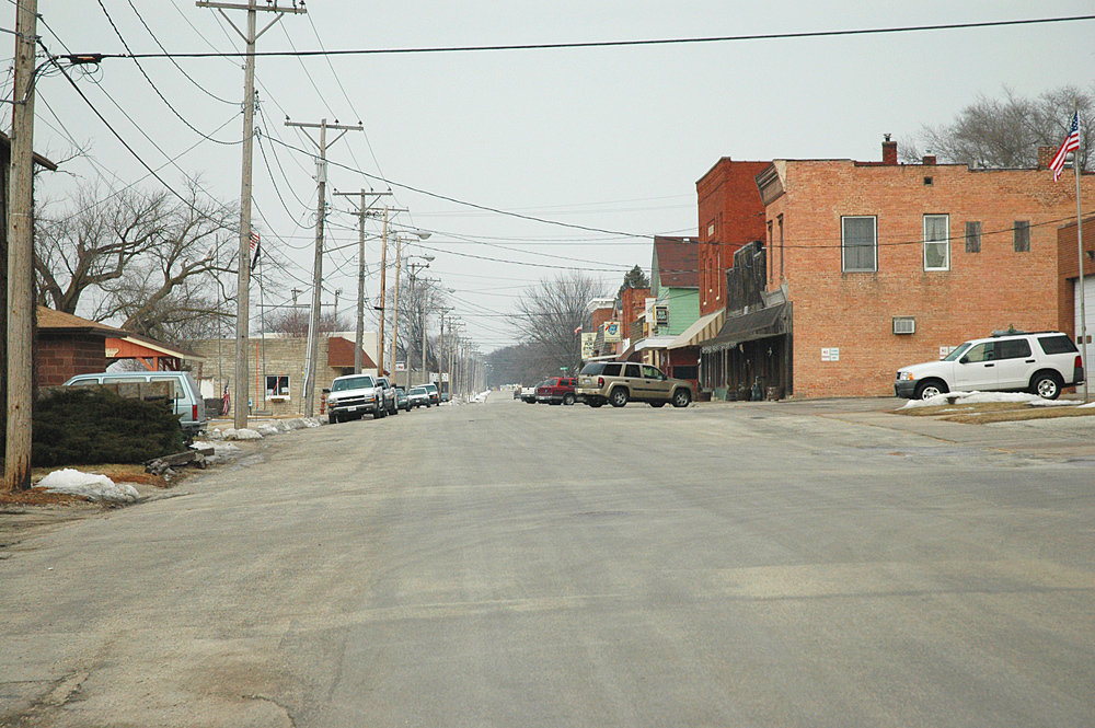 Port Byron, IL: Downtown next to the river, photo taken 2-1-2005