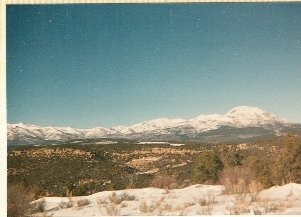 Blanding, UT winter 19871988 View of Abajo Mountains from bean