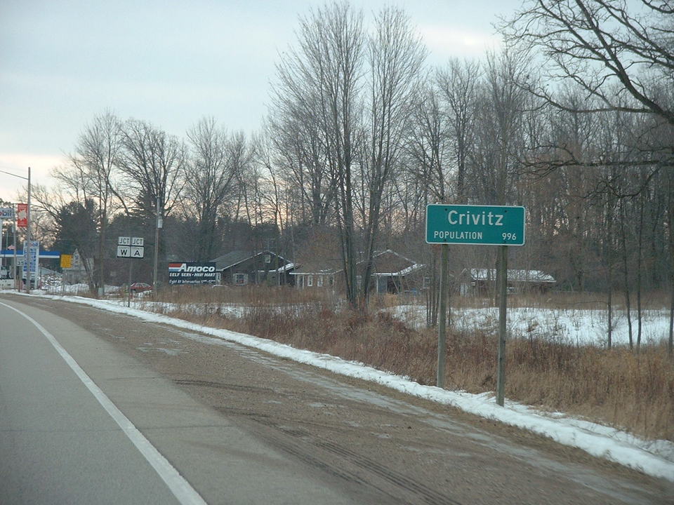 Crivitz, WI: Crivitz, Population Sign, South US 41 User comment: Hwy 141 (not 41). 41 does not go thru crivitz