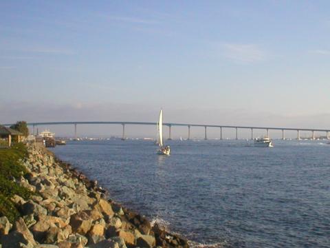 San Diego, CA: Viewing south towards the Coronado Bay Bridge