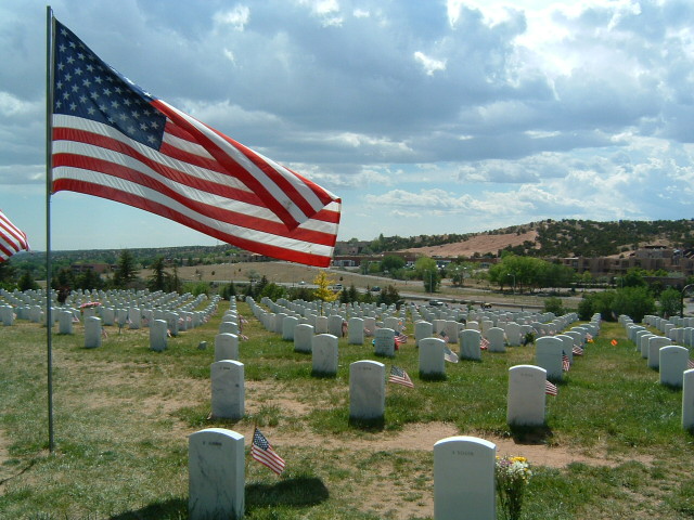 Santa Fe, NM: The Veterans National Cemetary in Santa Fe on Memorial Day, 2003
