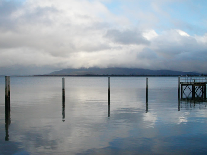 Lakeport, CA: A break in the stormy weather. Amazing how calm the water is.
