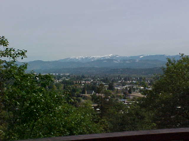 Ukiah, CA: Looking North over Ukiah valley. The snow on Hull Mountain