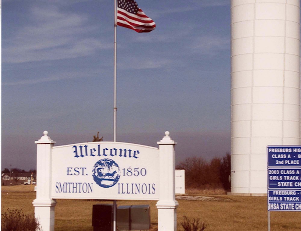 Smithton, IL: Sign coming into south end of Smithton