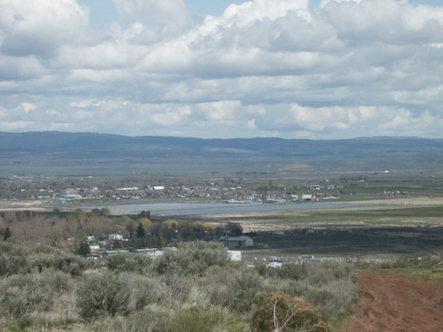 Burns, OR: A view from a nearby hillside overlooks Burns.