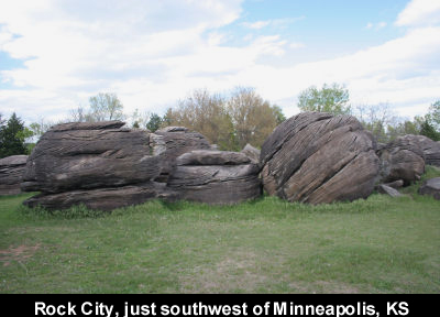 Minneapolis, KS: About 5 acres of these rock formations make up Rock City, a facinating sight.