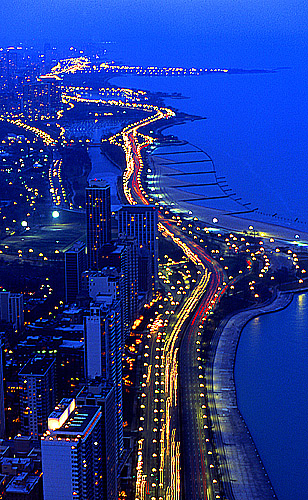 Chicago, IL: Looking North, from the John Hancock Bldg, at Lakeshore Drive