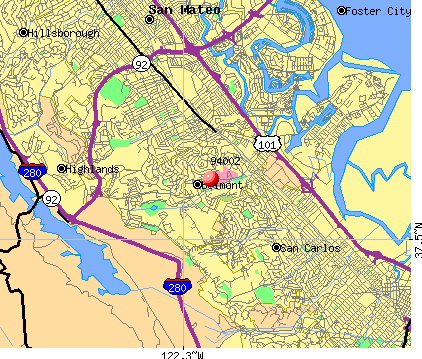 Belmont Ca Zip Code Map - United States Map