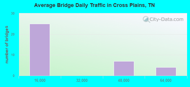 Average Bridge Daily Traffic in Cross Plains, TN