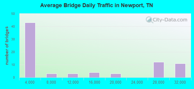 Average Bridge Daily Traffic in Newport, TN