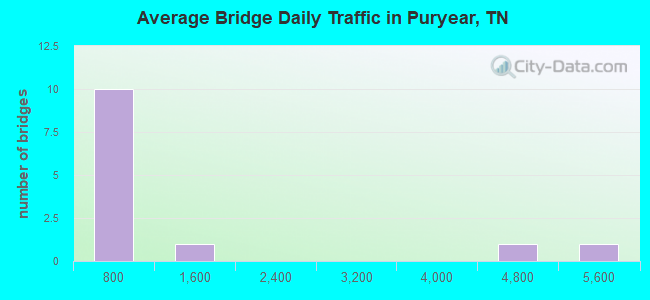 Average Bridge Daily Traffic in Puryear, TN