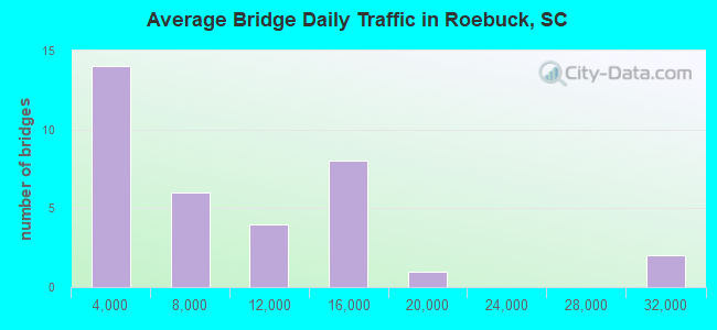 Average Bridge Daily Traffic in Roebuck, SC