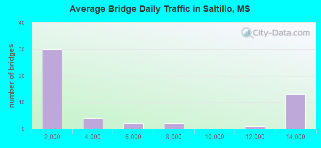 Average Bridge Daily Traffic in Saltillo, MS