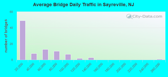 Average Bridge Daily Traffic in Sayreville, NJ