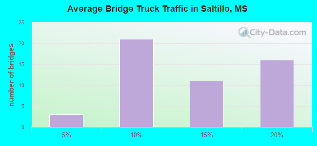 Average Bridge Truck Traffic in Saltillo, MS