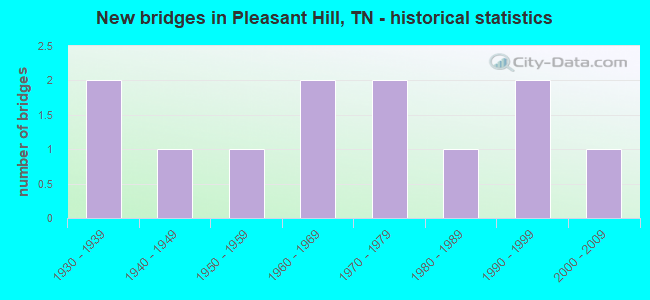 New bridges in Pleasant Hill, TN - historical statistics