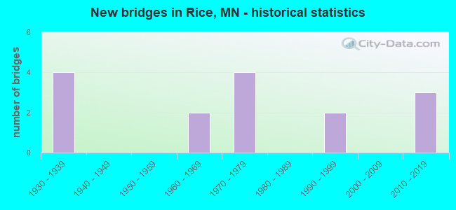 New bridges in Rice, MN - historical statistics