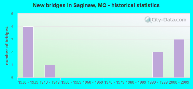 New bridges in Saginaw, MO - historical statistics