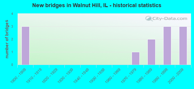 New bridges in Walnut Hill, IL - historical statistics