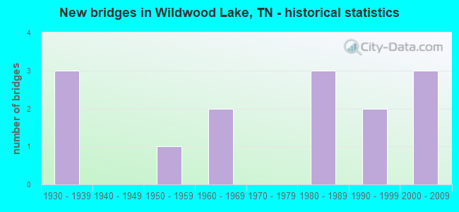 New bridges in Wildwood Lake, TN - historical statistics