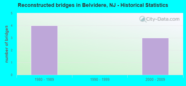 Reconstructed bridges in Belvidere, NJ - Historical Statistics