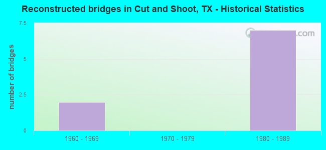 Reconstructed bridges in Cut and Shoot, TX - Historical Statistics