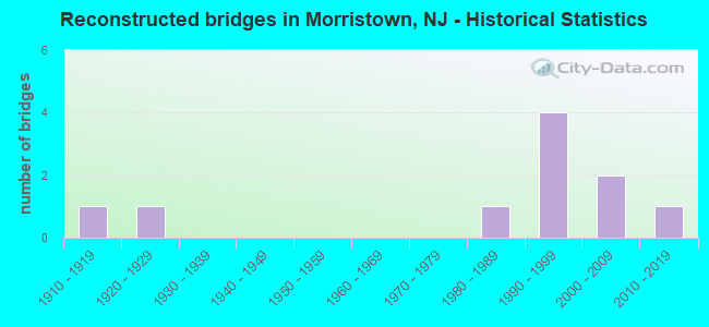 Reconstructed bridges in Morristown, NJ - Historical Statistics