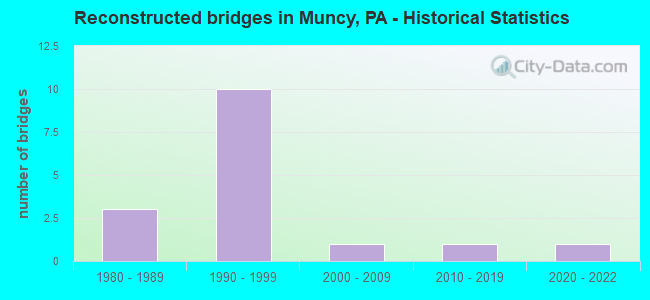 Reconstructed bridges in Muncy, PA - Historical Statistics