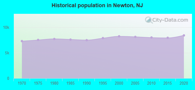 Historical population in Newton, NJ