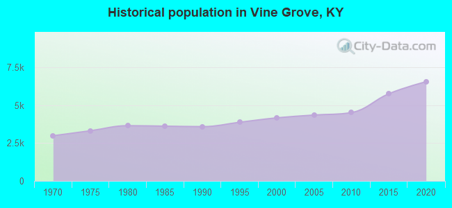 Historical population in Vine Grove, KY
