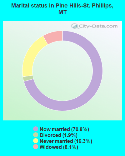 Marital status in Pine Hills-St. Phillips, MT