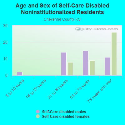 Age and Sex of Self-Care Disabled Noninstitutionalized Residents