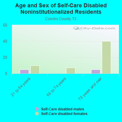 Age and Sex of Self-Care Disabled Noninstitutionalized Residents