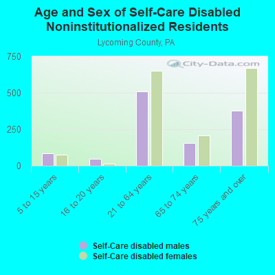 Age and Sex of Self-Care Disabled Noninstitutionalized Residents