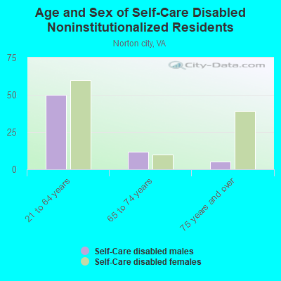 Age and Sex of Self-Care Disabled Noninstitutionalized Residents