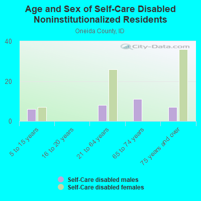 Age and Sex of Self-Care Disabled Noninstitutionalized Residents